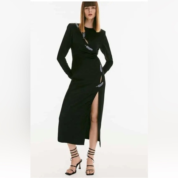 ZARA BNWOT satin effect dress with leaf - Picture 1 of 16